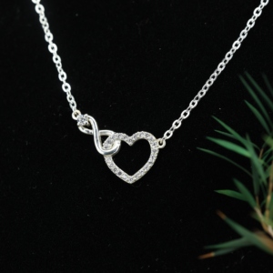 Wholesale 925 Sterling Silver Moissanite <b>Infinity</b> Heart Link Chain Necklace Trendy Jewelry for Women Perfect Gift - Product Image 1