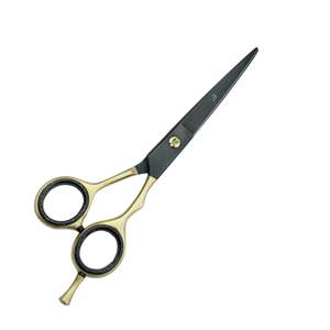 Ciseaux de coiffure professionnels pour barbe et moustache, en acier inoxydable, lame tranchante, pour droitiers, usage en salon, manche moyen, finition dorée - Product Image 3