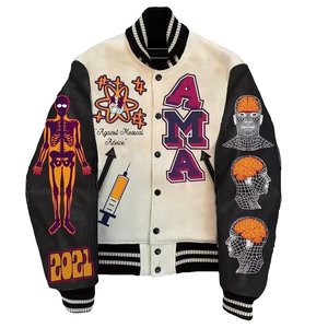 Chaqueta de Béisbol Estilo Universitario Personalizada con Logotipo para Hombre, Chaqueta Varsity Extra Grande con Gráficos de Letras, Unisex, con Bloques de Color y Parches de Letras - Product Image 1