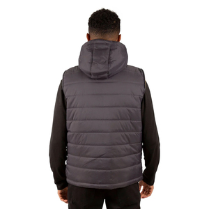 Gilet matelassé à capuche pour homme Noir avec fermeture éclair jaune Coupe-vent Vêtement d'extérieur d'hiver Style décontracté Remplissage en polyester - Product Image 3