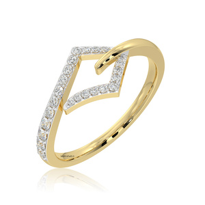 Bague géométrique en diamant de culture pour femmes |   Bague de luxe en or et diamants en or massif 10K, 14K ou 18K et en argent 935 ou 925 - Product Image 4