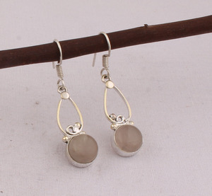 Natural Rainbow Moonstone Earring <b>Solid</b> 925 Sterling <b>Silver</b> Handmade Vintage Luxury Drop Earrings Wedding Anniversary Gift Part - Product Image 1