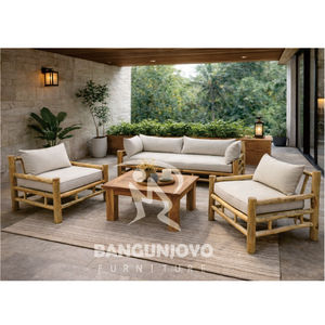 Ensemble contemporain en bois massif Teak Branch, table basse et canapé-lit pour usage extérieur - Product Image 4