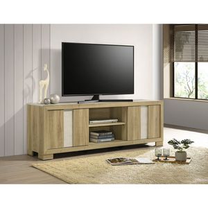 Mobile TV rustico con finitura in legno di recupero e ripiano aperto, console per l'intrattenimento, per soggiorno - Product Image 1