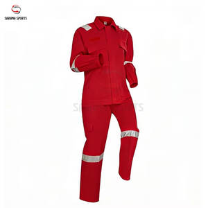 Conjunto de Ropa de Trabajo Fluorescente Reflectante con Material de Algodón y Tiras de Protección Laboral - Product Image 1