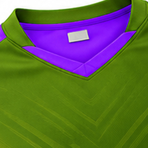 Conjunto de Camiseta de Fútbol Personalizada con Transferencia Térmica para Hombre, Color Morado y Verde, Patrón de Letras Sólidas, Spandex/Poliéster Transpirable, Manga Corta - Product Image 3