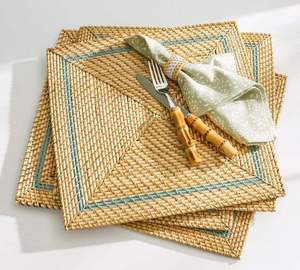 Square Rattan <b>Placemat</b> <b>Sage</b> <b>Green</b> Border Woven Table Mat Tight Basketweave Coaster Decorative Charger Plates Farmhouse Table Dec - Product Image 4