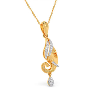 Collier pendentif chaîne traditionnel avec motif éléphant et accent diamant - Product Image 2