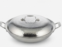 Hammered Round Serving Casserole Stainless Steel with Silver Polished Finish Perfect for Stylish Food <b>Warmer</b> and Hotpot Cookware - Product Image 2