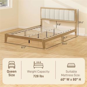 โครงเตียงแพลตฟอร์มหุ้มเบาะแบบธรรมชาติพร้อมหัวเตียง - Product Image 6
