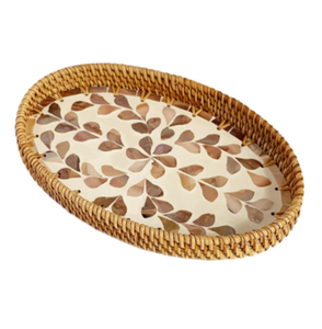 Plateau de rangement en rotin et nacre de qualité supérieure pour chocolats – Organisateur de rangement MOP le plus vendu - Product Image 1