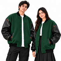 Blouson universitaire respirant pour hommes et femmes, grandes tailles, en coton molletonné avec manches en cuir PU et doublure imprimée satinée 2026