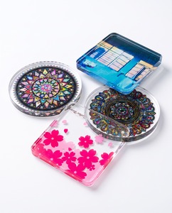 Modern Creative <b>Drink</b> Home Table Decorations <b>coaster</b> Multicolor Flower Shape clear Acrylic Plastic Eco-friendly Custom logo - Product Image 5