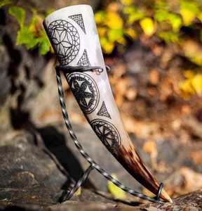Viking Drinking Horn With Iron <b>Stand</b> Vintage Horn <b>Mug</b> Medieval Inspired Wine Drinking Horn With Iron <b>Stand</b> at Low Price - Product Image 1