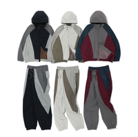 Ensemble de survêtement unisexe à capuche, coupe oversize, design sportif avec fermeture éclair, respirant, en polyester tissé, teint uni, pantalon et veste imperméables, automne