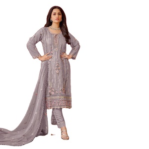 Robe George lourde avec broderie et dupatta en Stanton mat pour femmes, vente en gros - Product Image 1
