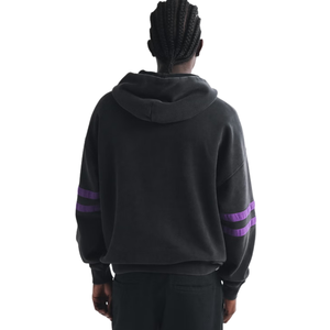 Sweat à capuche personnalisé pour homme, noir, style universitaire, manches rayées, logo Viking, streetwear, fabricant OEM, fournisseur en gros, marque privée - Product Image 2