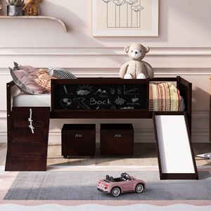 Letto a soppalco matrimoniale Espresso con due contenitori portaoggetti, letto in legno per bambini (Vecchio SKU LP000075AAP) - Product Image 4