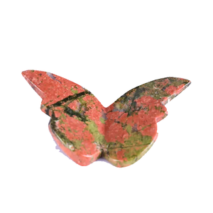 Ailes de papillon en unakite naturelle sculptées, pierre énergétique, spécimen minéral de guérison, décoration pour la maison et le bureau, vente en gros - Product Image 1