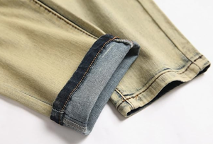 Mens <b>Classic</b> Zipper Biker Regular Fit Flex Jeans Stretchable Comfortable Denim Pants - Product Image 6