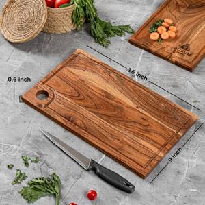Planche à découper en bois naturel de haute qualité, surface de préparation alimentaire pour la cuisine, épaisse et durable - Product Image 2