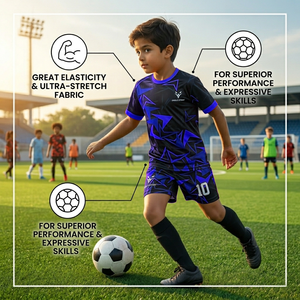 Uniforme de football professionnel de qualité supérieure, personnalisable, manches courtes, respirant, 100% polyester, nom d'équipe personnalisé, numéros de joueur - Product Image 4