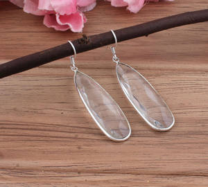 ต่างหูคริสตัลควอตซ์ใส 925 เงินสเตอร์ลิงเครื่องประดับหรูหราของขวัญสำหรับผู้หญิงงานเลี้ยงวันครบรอบแต่งงาน - Product Image 3