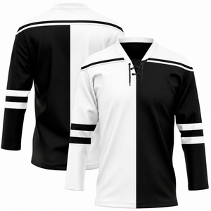 Maillots de hockey sur glace respirants et confortables pour adultes, uniformes d'équipe pour hommes, tenues d'entraînement et de match d'hiver, personnalisables avec les noms d'équipe sur le devant, disponibles dans le monde entier. - Product Image 4