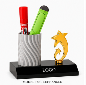 Trophée de bureau en métal sur le thème des étoiles avec porte-stylo, base personnalisable, modèle 183, design durable pour usage professionnel, articles cadeaux - Product Image 3
