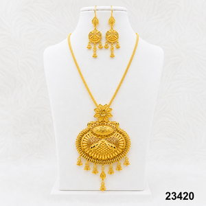 ชุดเครื่องประดับ MOLL JEWELLERS สร้อยคอพร้อมต่างหูรูปดอกไม้ ชุบทอง 24K ทำจากโลหะผสมสังกะสี ประดับเพชรซิร์คอน สำหรับผู้หญิง เหมาะสำหรับงานหมั้น งานแต่งงาน และวันครบรอบ - Product Image 2
