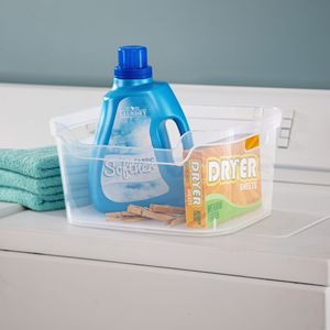 <b>Large</b> Clear Plastic Storage <b>Bins</b> with Scoop Front Easy Access Open <b>Bin</b> 2 Pack - Product Image 4