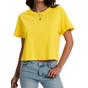 Oem Service Women's Crop Top Round Neck Short Sleeve Upf Protection Drop Shoulder Fashion Essential Lifestyle Wearing Crop Tee - Product Image 1