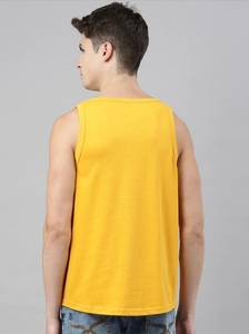 Camiseta sin Mangas Amarilla para Hombre, con Estampado, Cuello Redondo, Informal, de Algodón, Transpirable, para Verano - Product Image 4