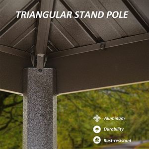Aluminum BBQ Gazebo with 8' 6" Double <b>Roof</b> Hard Top Outdoor Metal Frame Shelves & Serving Tables Permanent <b>Canopy</b> & Pergola - Product Image 3