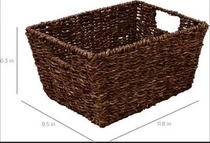 Handmade Natural Seagrass Woven Storage <b>Basket</b> Rectangular Wicker Tray Eco Friendly Home Organizer for <b>Shelf</b> Pantry and Bathroom - Product Image 5