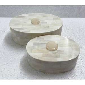 Boîte en bois unique faite à la main, incrustation de os naturel, vaisselle décorative de haute qualité pour bijoux, fruits secs, pour salon - Product Image 5