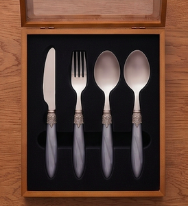Ensemble de couverts en métal de style vintage avec manches ornées, couteau, fourchette, cuillère, passe au lave-vaisselle, finition argentée pour la maison et la salle à manger - Product Image 6