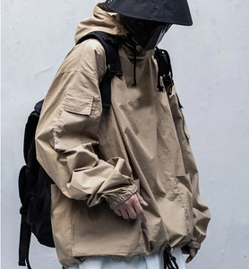 Veste softshell kaki à capuche pour homme, résistante à l'eau, coupe ample avec poches, vêtements d'extérieur - Product Image 4