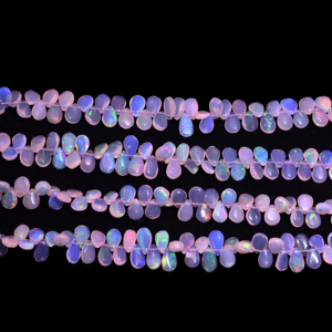 สร้อยข้อมือ/สร้อยคอทำมือประดับด้วยลูกปัดโอปอลเอธิโอเปียสีชมพูพรีเมียมทรงลูกแพร์เรียบเนียน ขนาด 6 นิ้ว - Product Image 2