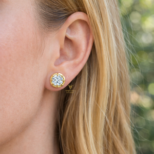 Pendientes de Diamantes Redondos con Engaste de Oro Sólido de 14K/18K, Diamantes Cultivados en Laboratorio con Calidad VVS, Certificados por IGI, Regalo de Boda para Mujer - Product Image 4