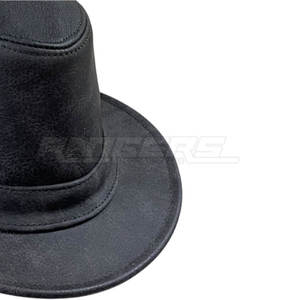 Chapeau Fedora en cuir véritable noir, quatre saisons, décontracté, pour adulte, marque privée, unisexe, chapeau tendance - Product Image 3