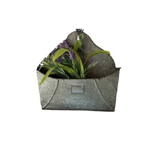 Jardinière murale ronde en métal galvanisé de style rustique, idéale pour la décoration intérieure et extérieure de la maison, du balcon et du jardin. - Product Image 2