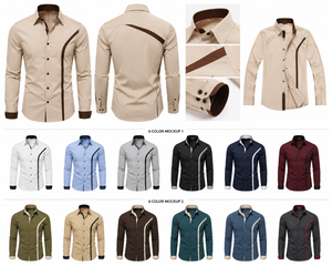Chemise tricotée unie personnalisée pour homme, manches longues, respirante, 100 % coton, boutons en corne, col montant, écologique, 160 g, golf, décontractée - Product Image 6