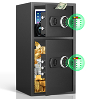 Coffre-fort de sécurité en métal à double porte, antivol, avec serrure électronique numérique, clé d'urgence, pour argent, bijoux, documents, stockage domestique sécurisé