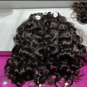 Extensions de cheveux humains bouclés indiens noirs naturels 1b, tissage de cheveux, double trame machine, permanent, toutes couleurs, pour teinture, cheveux d'exportation - Product Image 6