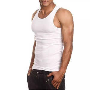 Débardeur en coton rouge sans manches pour homme, couleur unie, col rond, style décontracté tricoté - Product Image 3