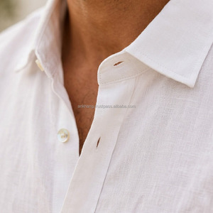 Camisa de Lino 100% Natural para Hombre, Tejida, Transpirable, Suave, Informal, de Manga Larga, Ligera, Certificada OEKOTEX, Gran Venta - Product Image 3