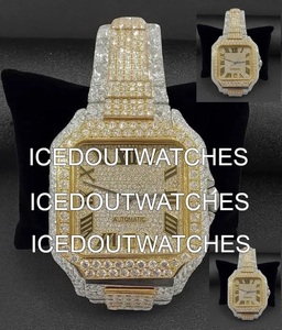 Montre Hip-hop VVS Moissanite avec boîtier carré, résistance à l'eau 10 bars, bracelet en acier inoxydable, verre personnalisé, entièrement sertie de pierres - Product Image 4