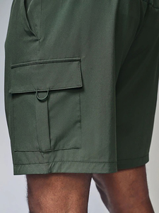 Shorts Bermuda pour homme, couleur unie, vert, à séchage rapide, taille élastique, décontractés, en polyester, pour le sport - Product Image 5