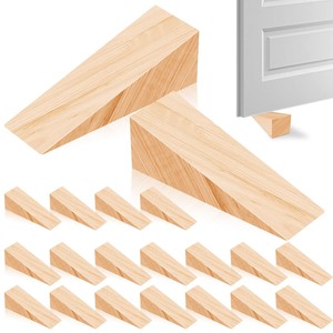 Butée de porte artisanale en bois d'acacia en gros |   Motif de feuille naturelle - Product Image 1